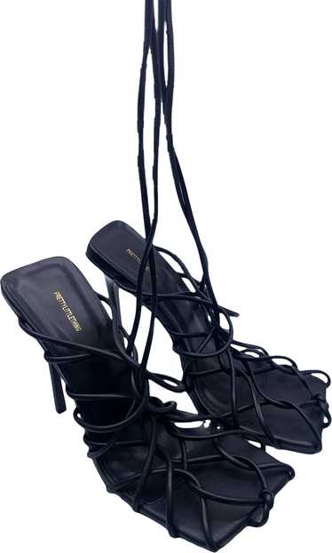 PrettyLittleThing Black Caged Strappy Lace Up Heel