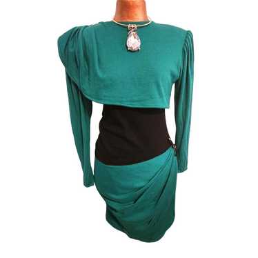 Vintage 1980s Emanuel Ungaro Paris Green & Black … - image 1