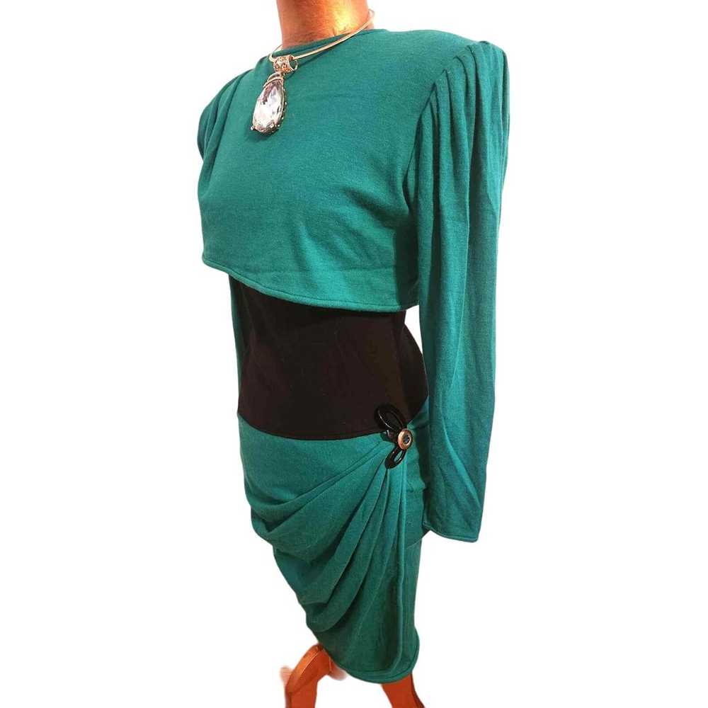 Vintage 1980s Emanuel Ungaro Paris Green & Black … - image 4