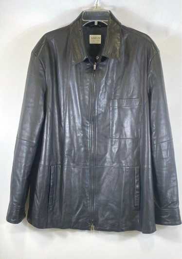 Armani Collezioni Men Black Faux Leather Jacket Sz
