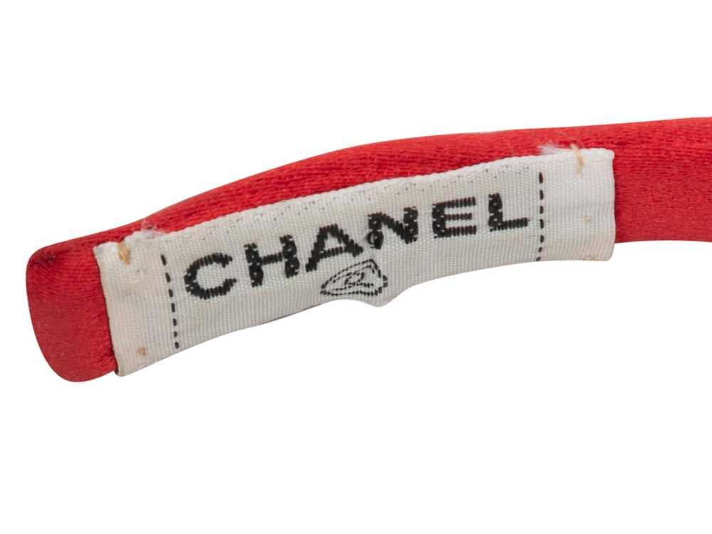 Red Chanel Silk Bow Headband - image 2