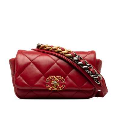 Red Chanel Lambskin 19 Belt Bag - image 1