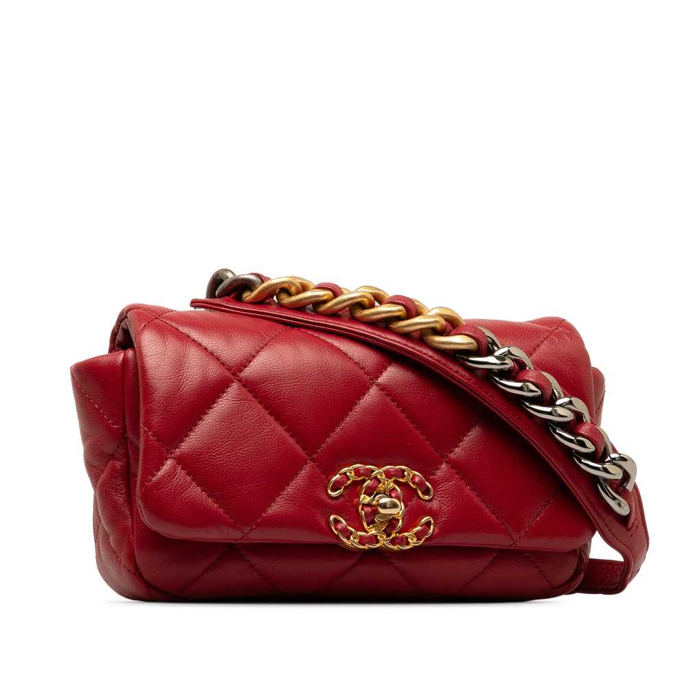 Red Chanel Lambskin 19 Belt Bag - image 2