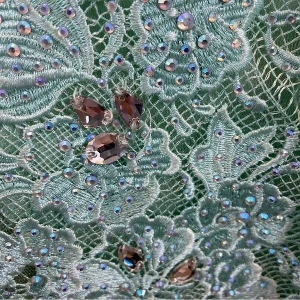 Mint Green and Silver Lace Mac Duggar Floor Lengt… - image 12