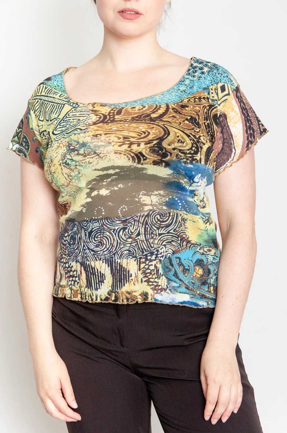 Semi-transparent mesh top Colorful With Pattern - image 2