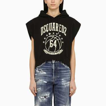 Dsquared2 Black Sleeveless Cotton Sweatshirt With 