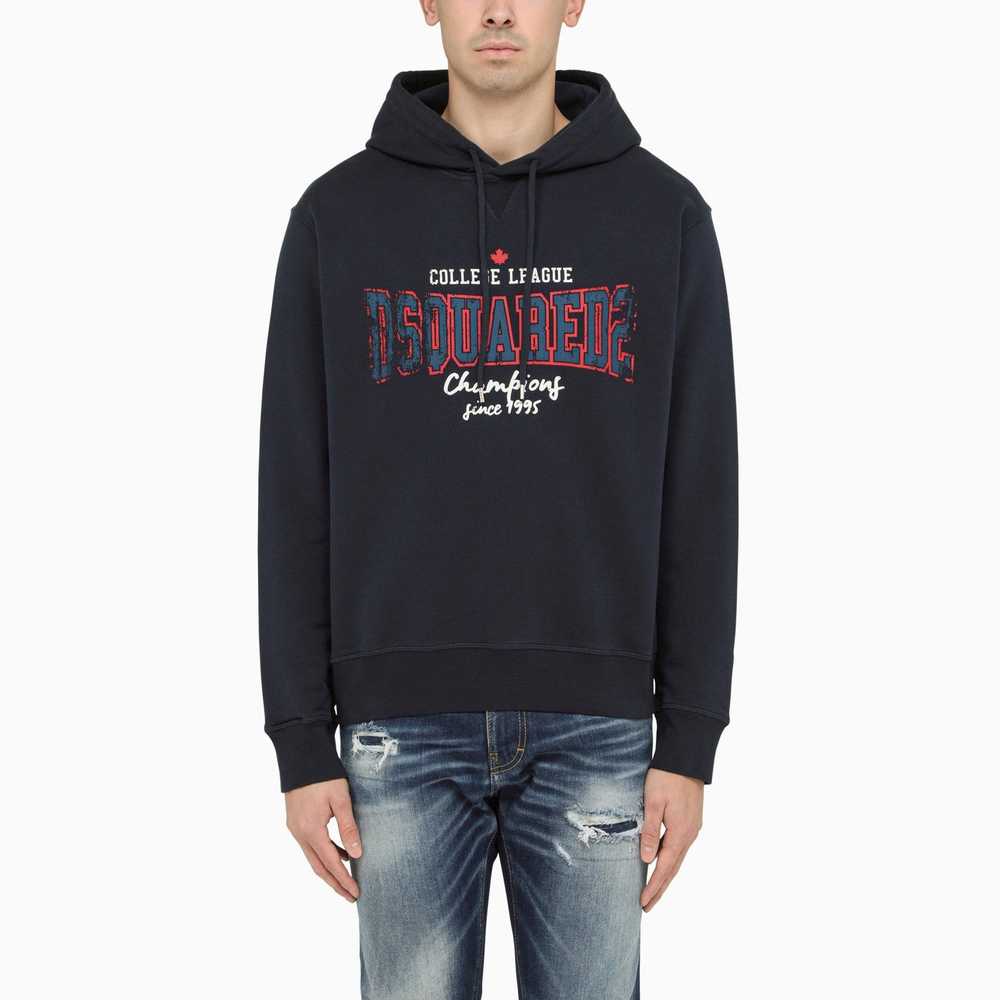 Dsquared2 Dark Blue Cotton Hooded Sweatshirt With… - image 1