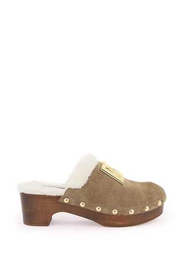 Dolce & Gabbana Suede And Faux Fur Clogs With Dg L