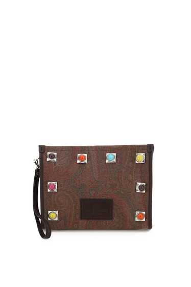 ETRO PAISLEY POUCH WITH STUDS & STONES