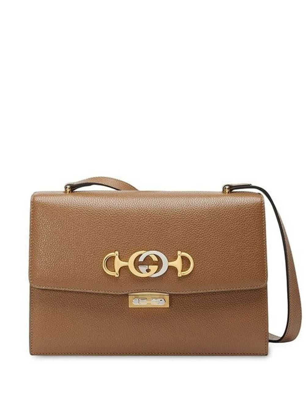 GUCCI Zumi Small Brown Textured Leather Shoulder … - image 1