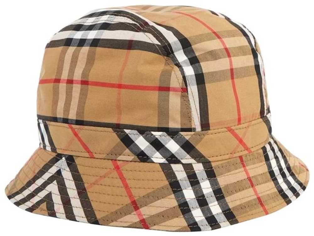 BURBERRY Camel Bucket Checked Cotton-blend Twill … - image 1