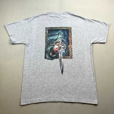 Vintage Warrior Fantasy T-Shirt Adult Medium Gray… - image 1