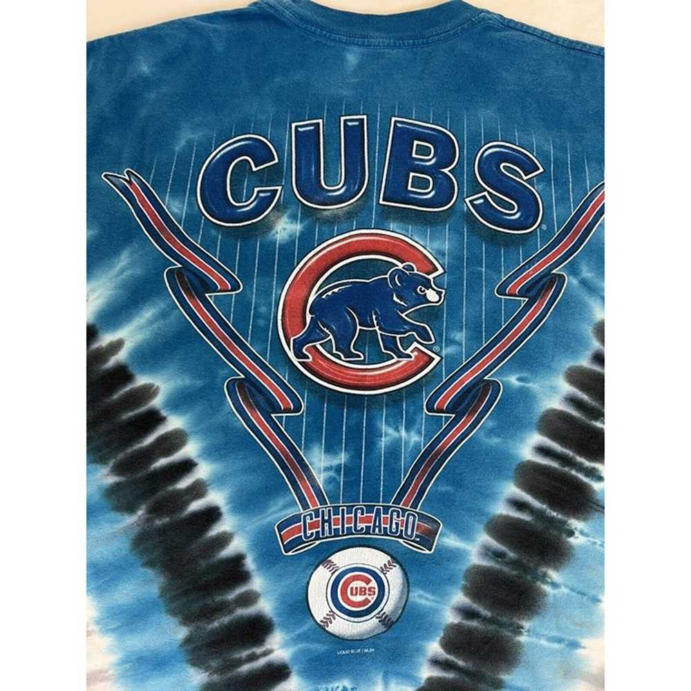 Vintage Chicago Cubs Liquid Blue Tie Dye T-Shirt … - image 10