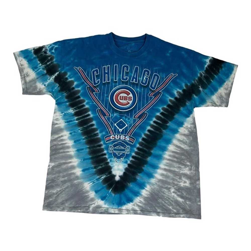 Vintage Chicago Cubs Liquid Blue Tie Dye T-Shirt … - image 2