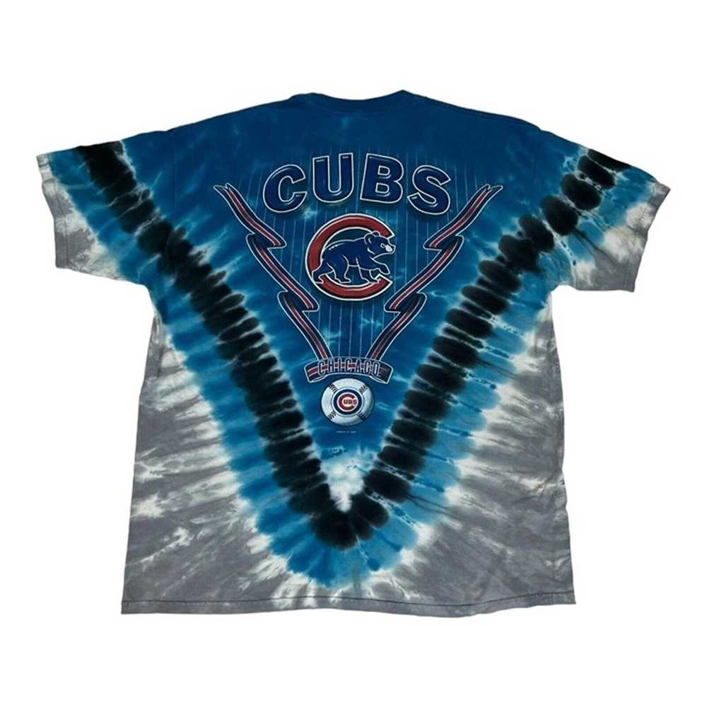 Vintage Chicago Cubs Liquid Blue Tie Dye T-Shirt … - image 3