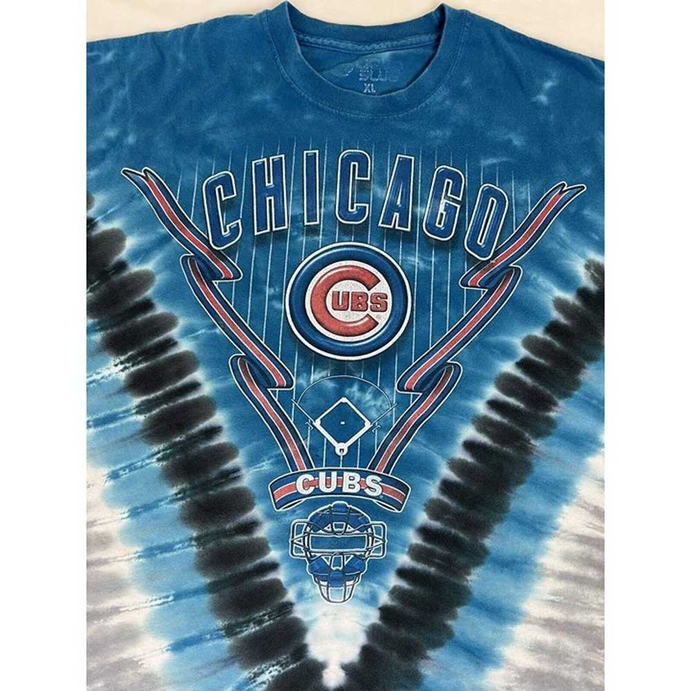 Vintage Chicago Cubs Liquid Blue Tie Dye T-Shirt … - image 4