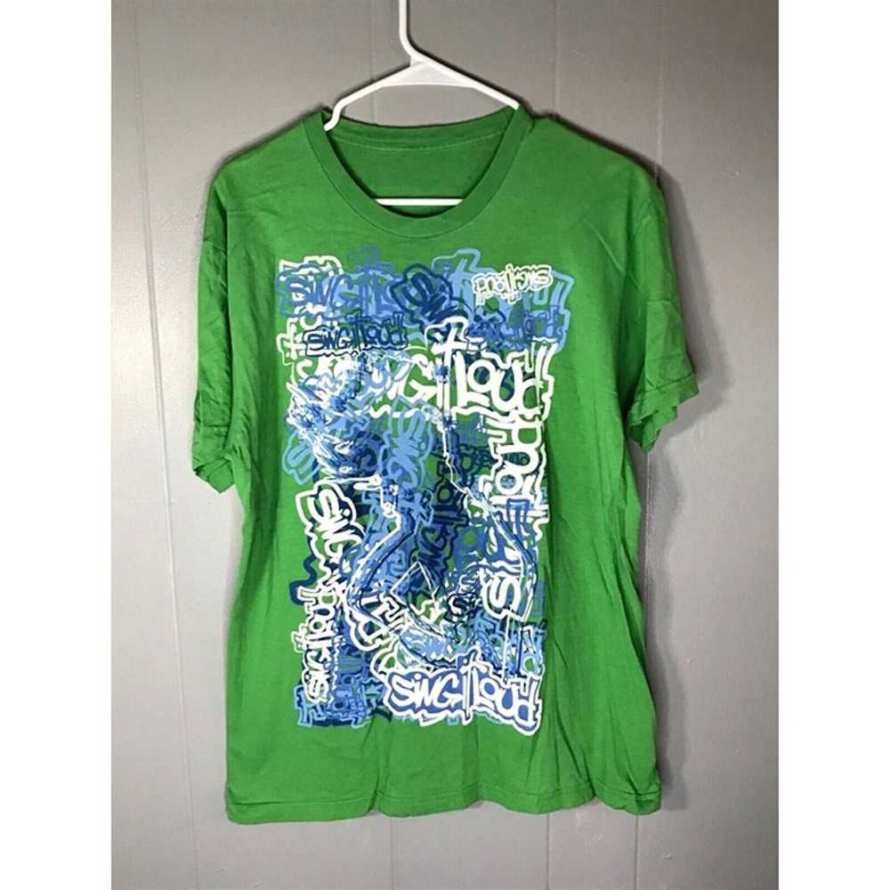 Vintage Y2k Green graphic Rapping Graffiti T Shir… - image 1