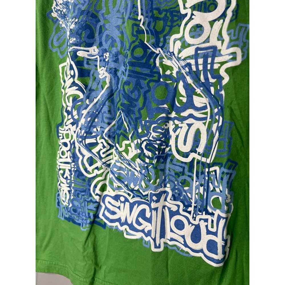 Vintage Y2k Green graphic Rapping Graffiti T Shir… - image 4