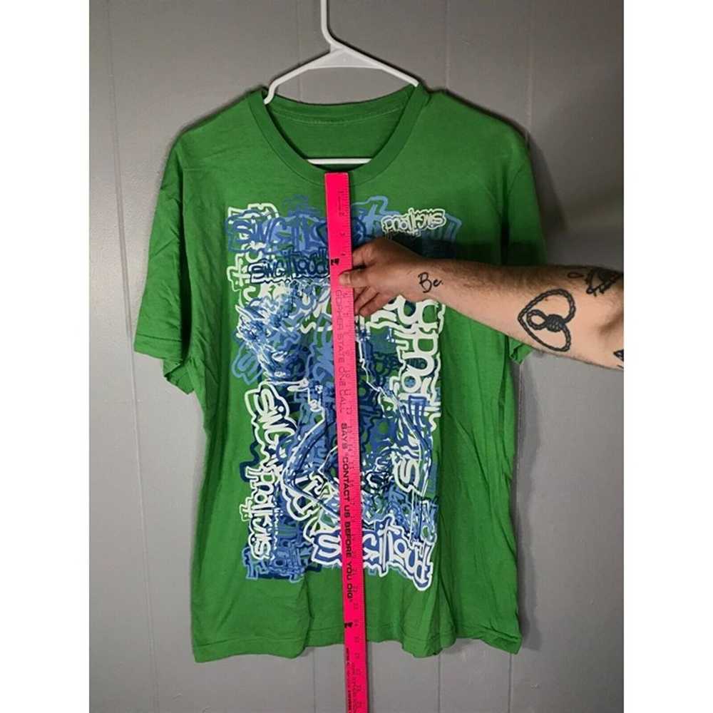 Vintage Y2k Green graphic Rapping Graffiti T Shir… - image 6