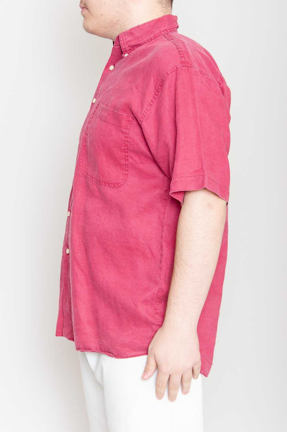 Short sleeve linen shirt with breast pocket Red M… - image 3