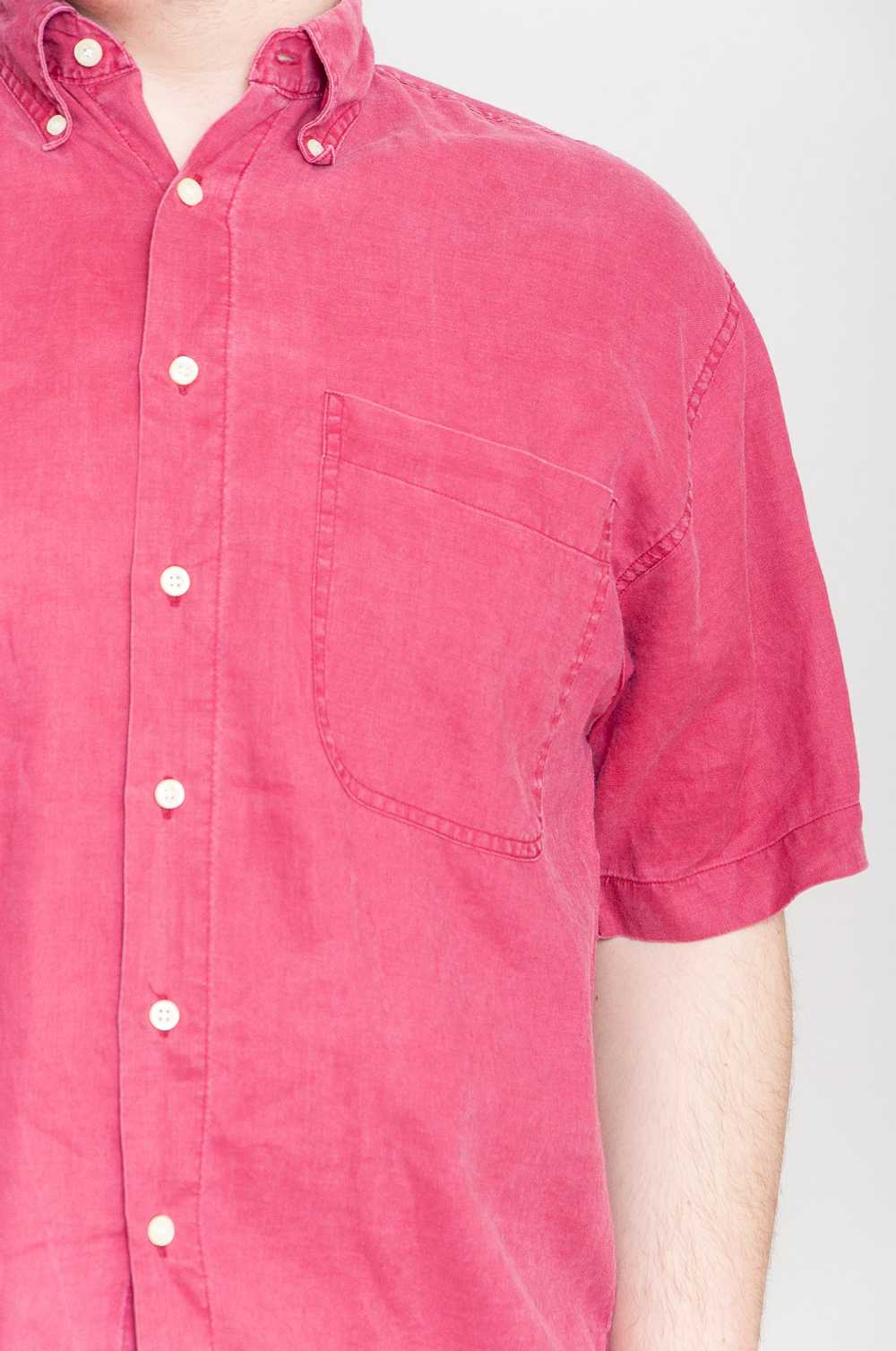 Short sleeve linen shirt with breast pocket Red M… - image 5