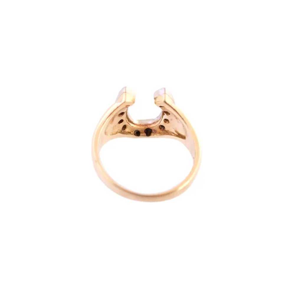 14K Gold Diamond Horseshoe Ring - image 3