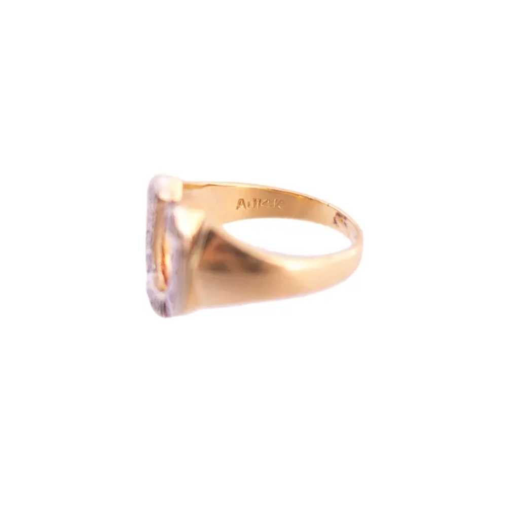14K Gold Diamond Horseshoe Ring - image 4
