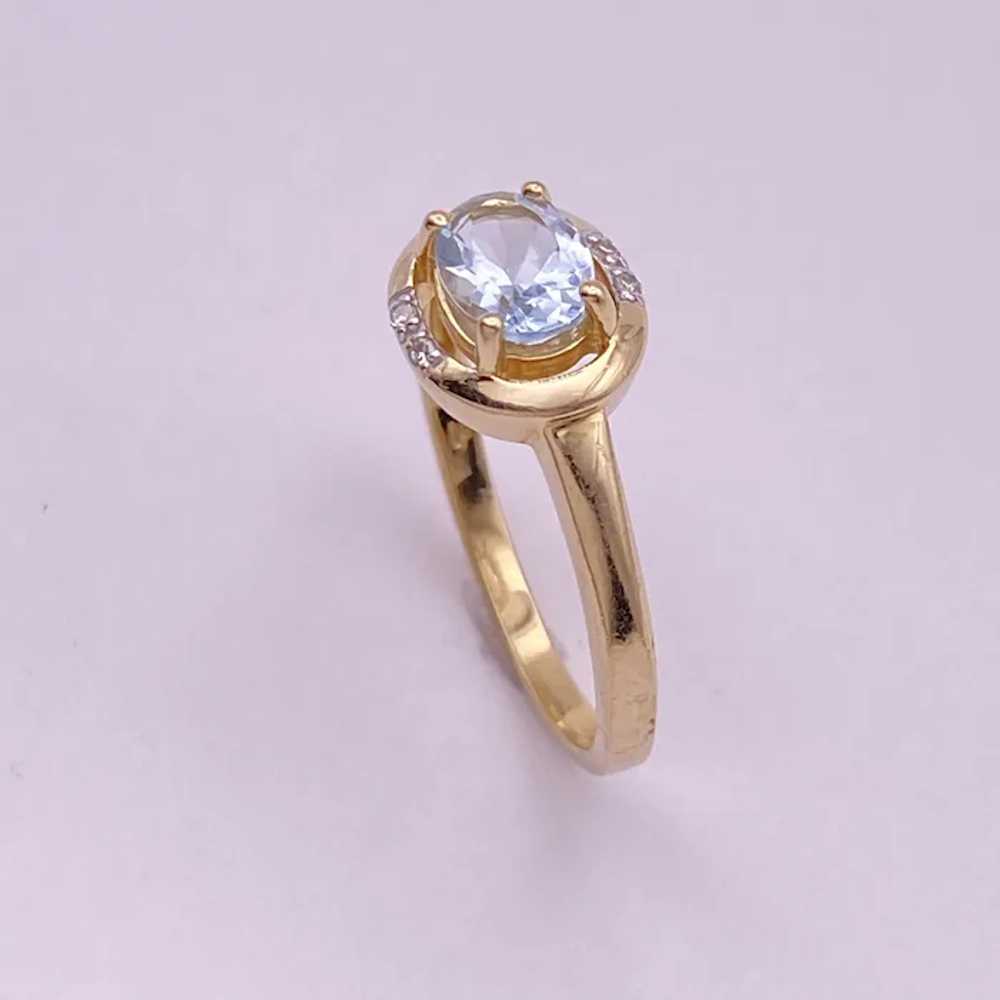 Aquamarine and Diamond Ring 14K Two-Tone Gold .70… - image 4