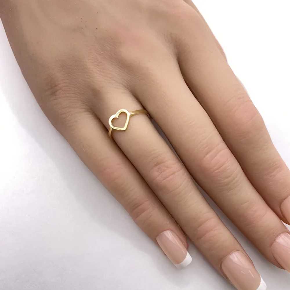 Charming Vintage Heart Ring 14K Gold - image 2