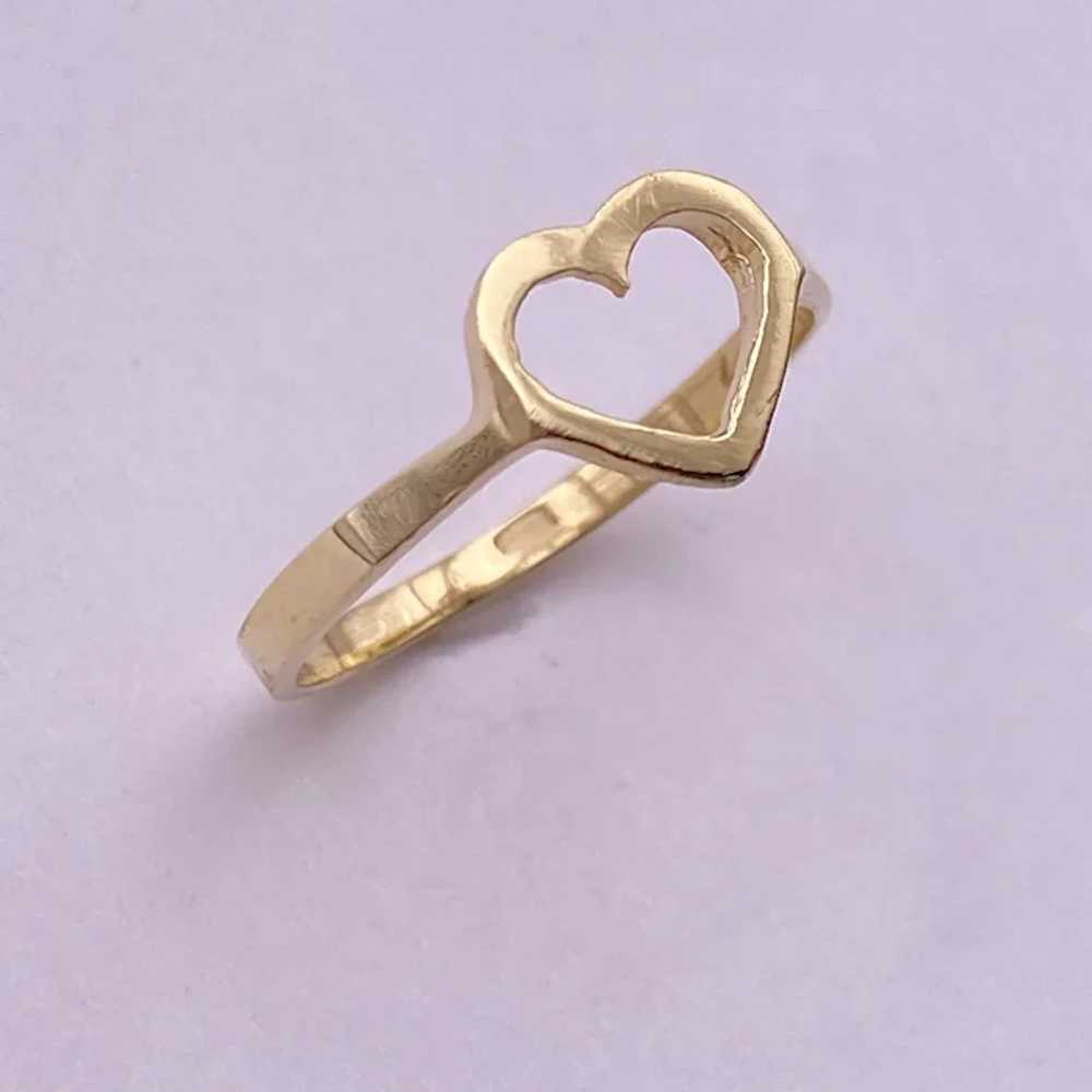 Charming Vintage Heart Ring 14K Gold - image 3