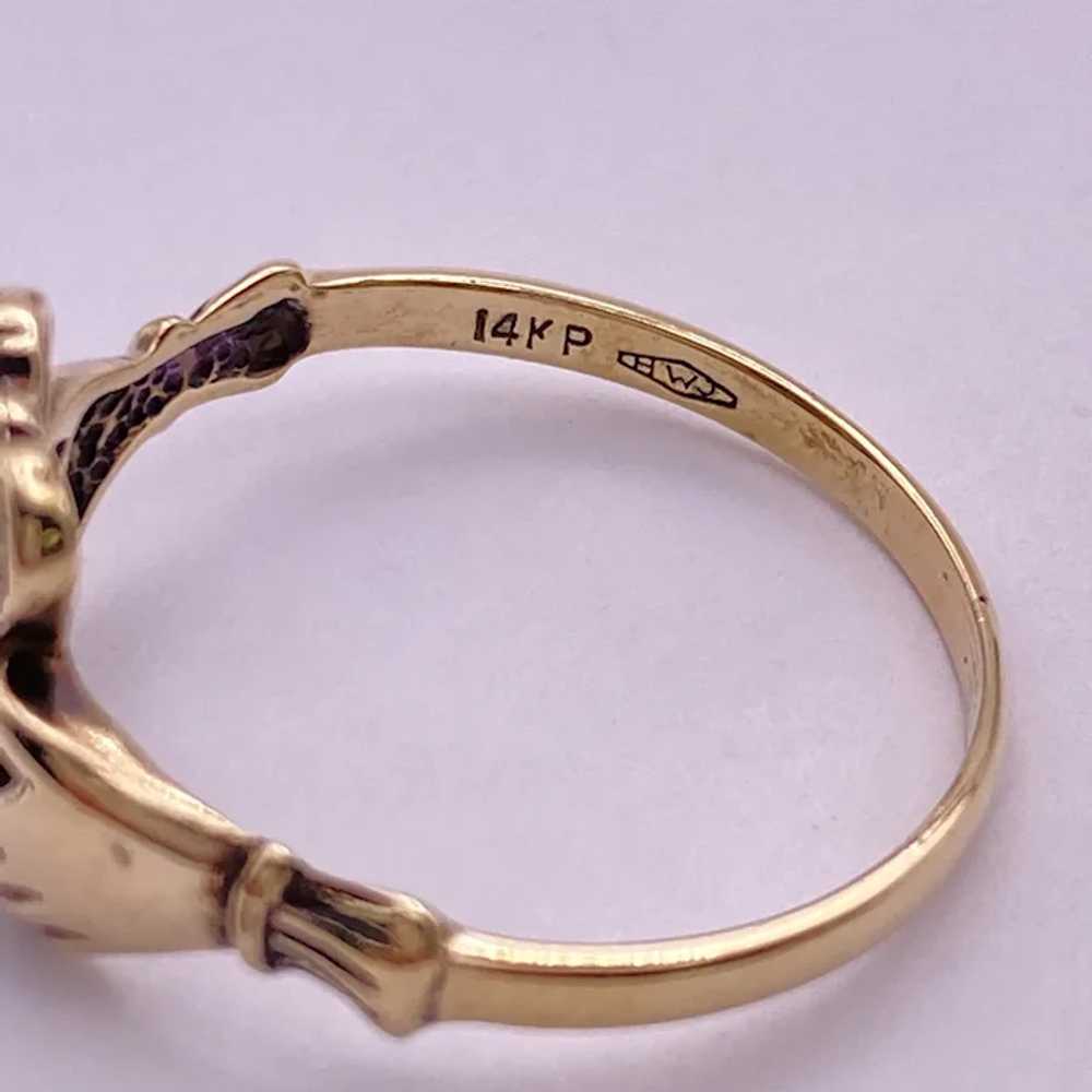 Vintage Celtic Claddagh Ring 14K Gold size 8 - image 4