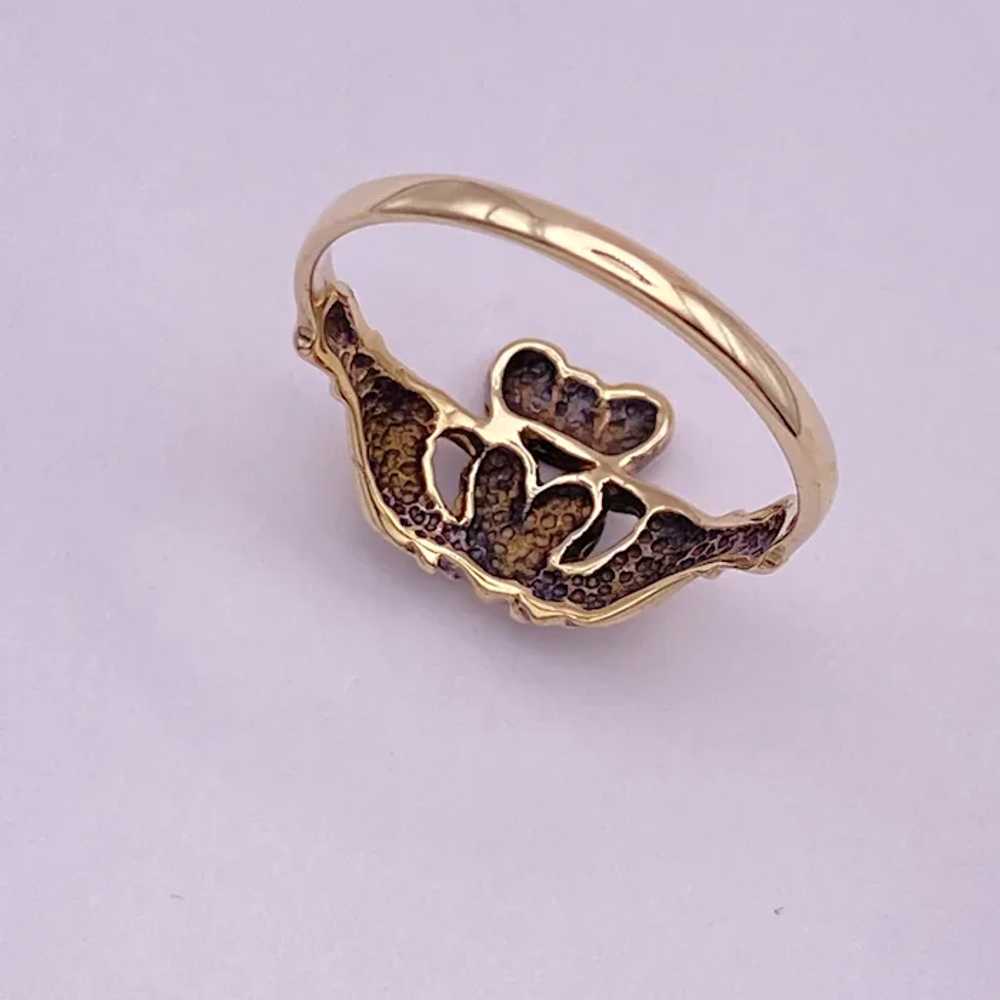 Vintage Celtic Claddagh Ring 14K Gold size 8 - image 5