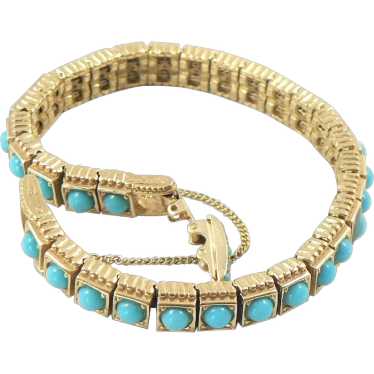 Ciner Turquoise Glass Gold Tone Bracelet - image 1