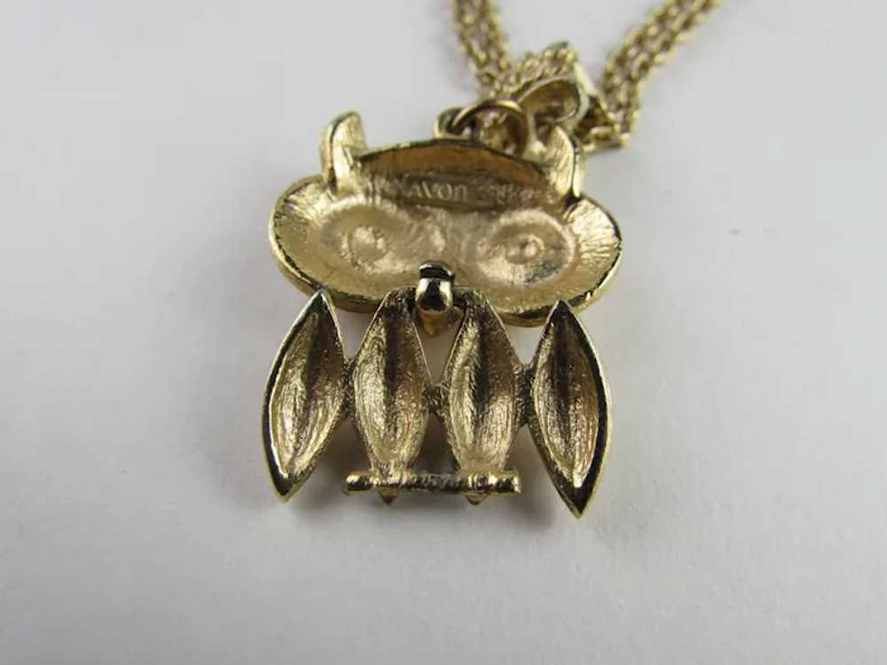 Vintage Avon Gold Tone Owl Pendant on Double Gold… - image 6