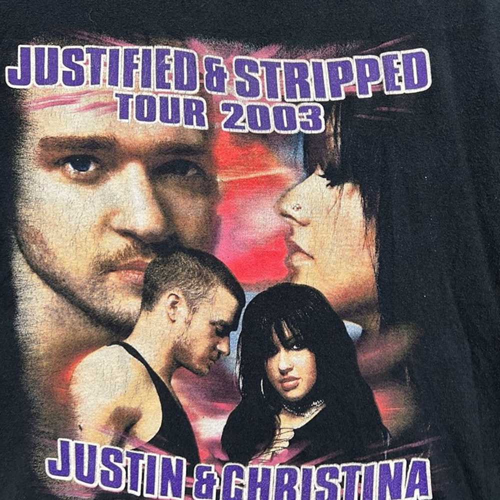 Vintage justified and stripped tour T-Shirt size … - image 3