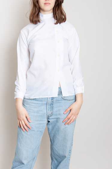 Asymmetric plain blouse White with pinstripes - image 1