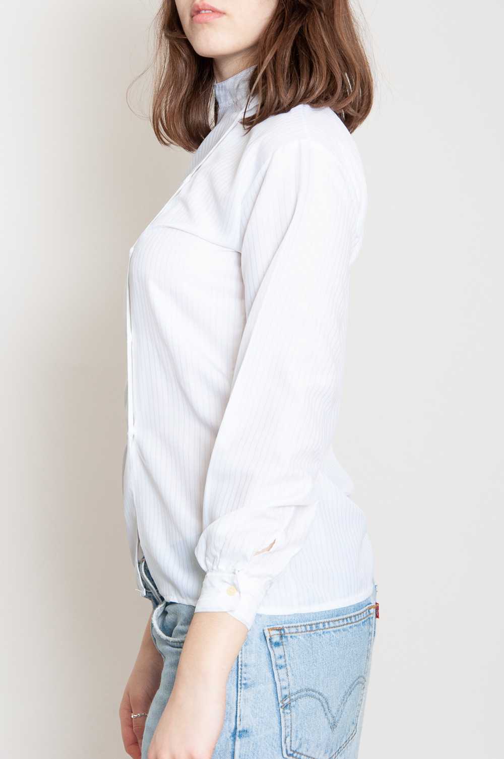 Asymmetric plain blouse White with pinstripes - image 3