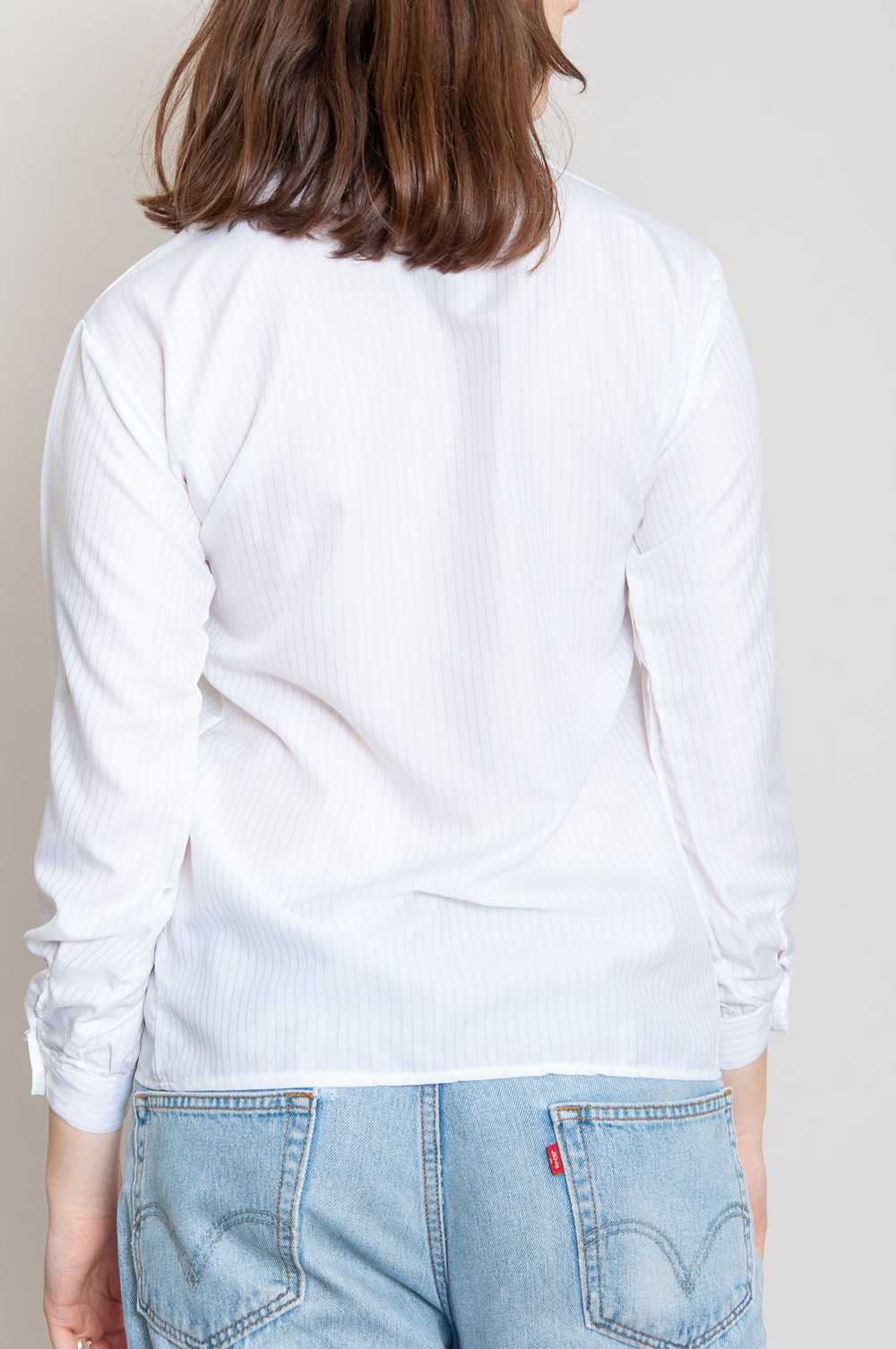 Asymmetric plain blouse White with pinstripes - image 4