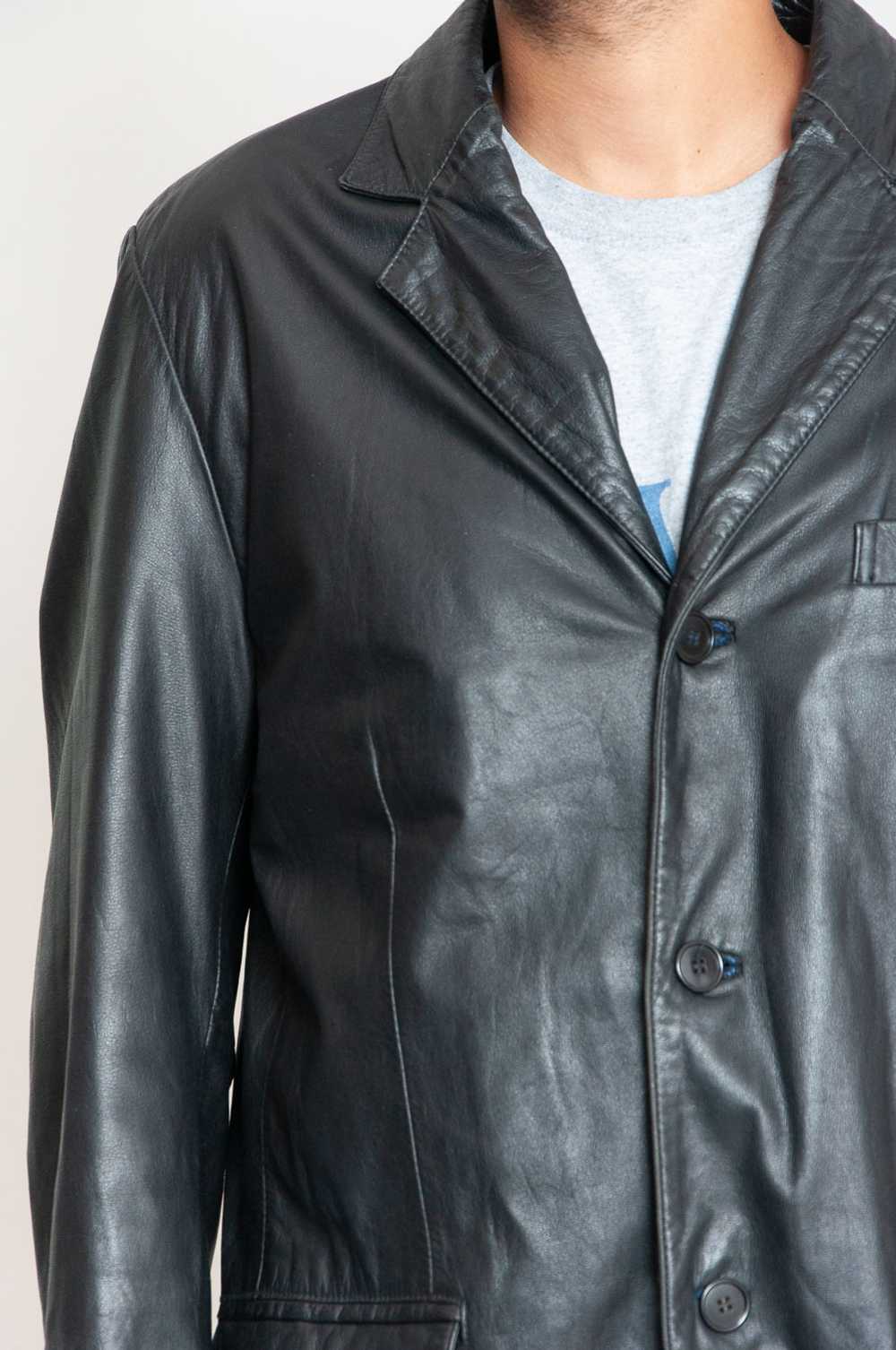 Short leather coat Black with a slight sheen Unic… - image 5