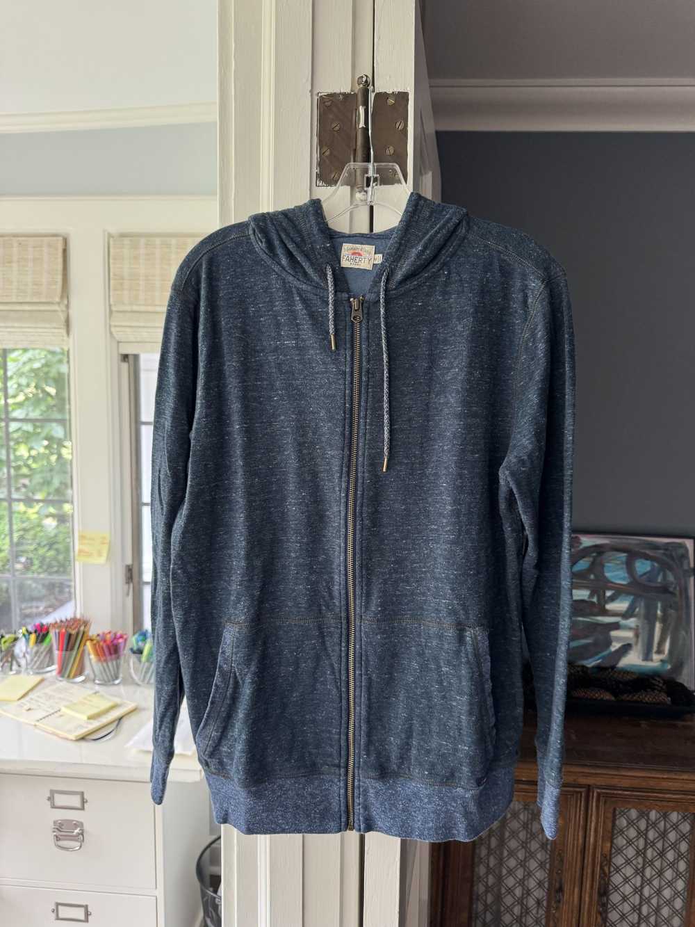 Faherty Navy Blue Marled Hoodie - image 1