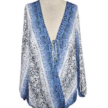 Alyx Snake Print V Neck Blouse Size 1X - image 1