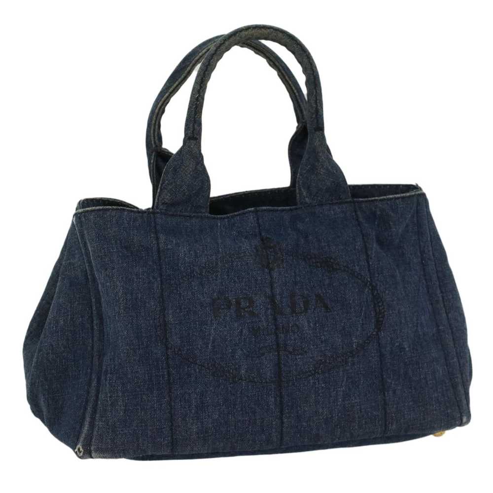 Prada PRADA Canapa MM Hand Bag Canvas Blue Auth 5… - image 1