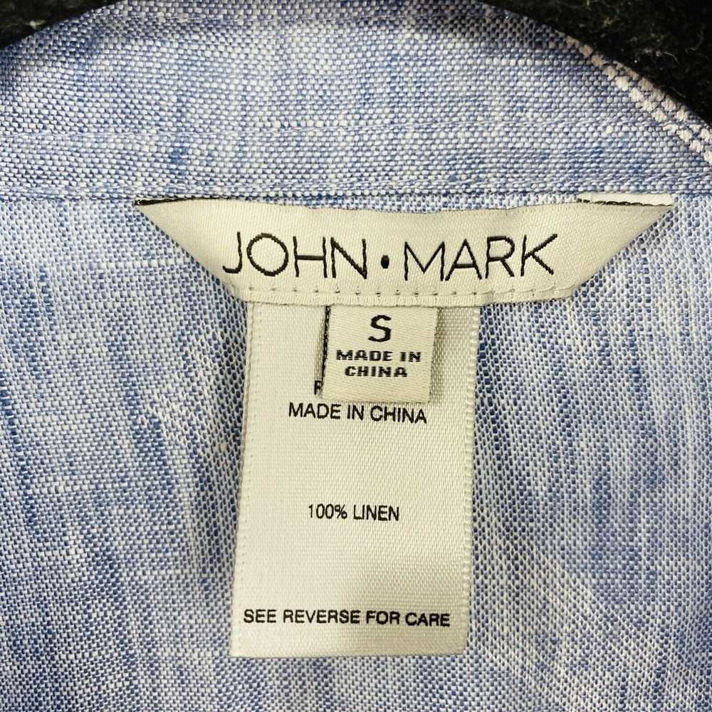 John Mark Linen Top Size Small Light Blue Linen W… - image 6