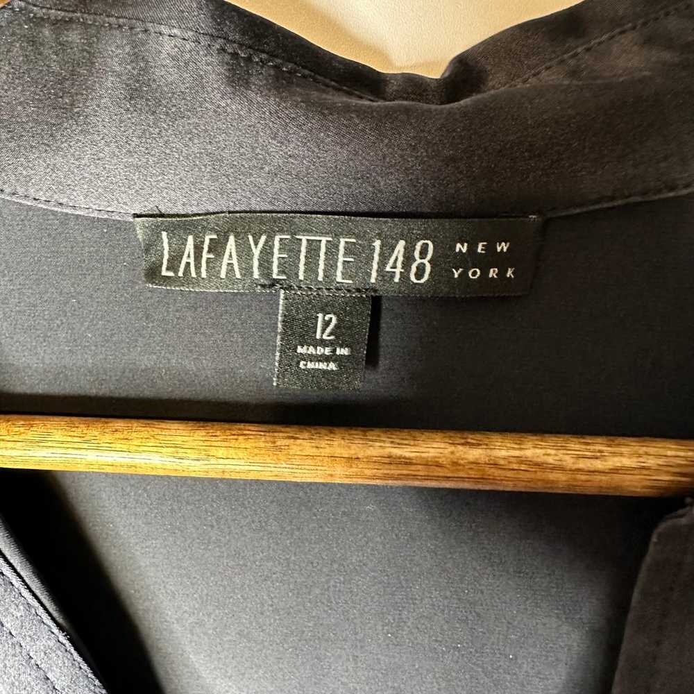 Lafayette 148 New York Black 100% Silk V-Neck Min… - image 4