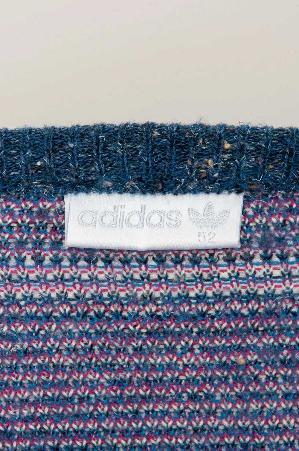 80s Adidas pattern jumper with V-neck Blue - image 7