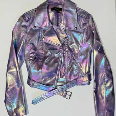 Forever 21 purple holographic rainbow moto Jacket