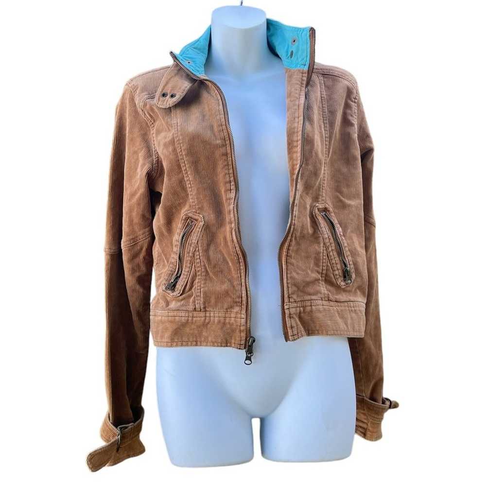 90’s Hollister retro Tan corduroy zip up jacket - image 1