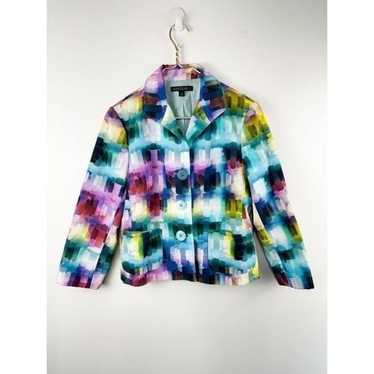 Lafayette 148 New York Rainbow Colorful Button  Bl
