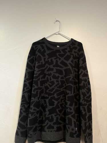 Streetwear × Stussy Stussy cracked black sweater