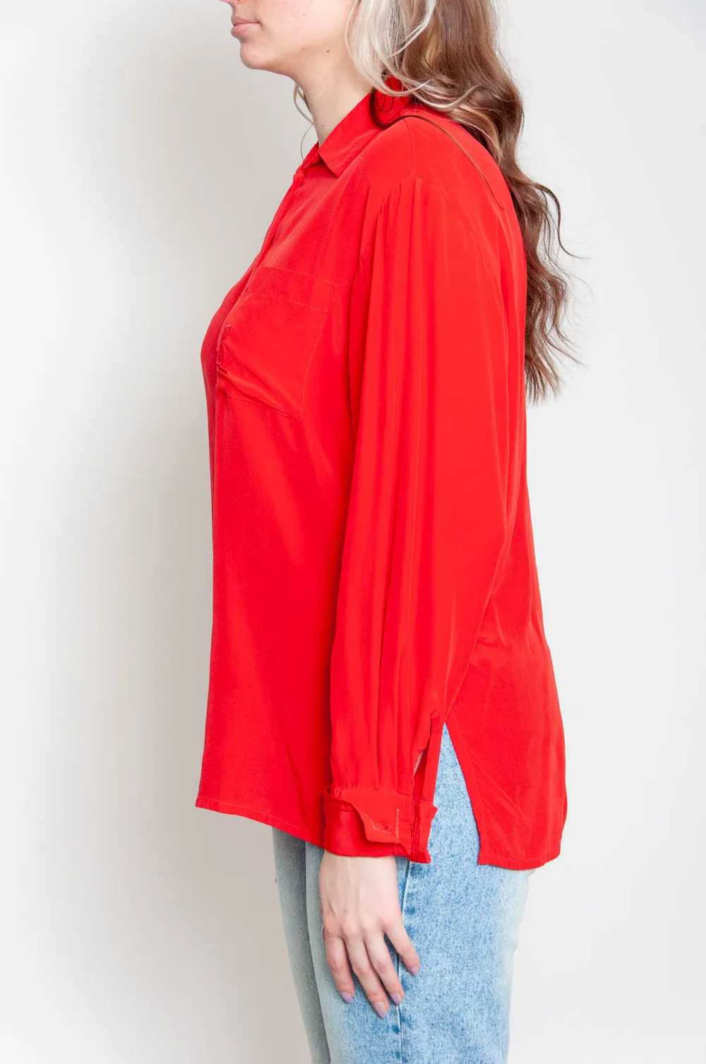 SL Silk blouse long sleeve Cherry red Single color - image 3